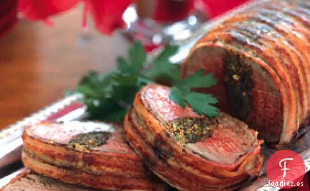 Solomillo de Ternera Envuelto en Tocino con Relleno de Hierbas