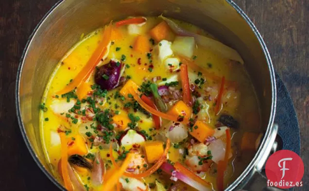 Sopa de marisco con Calabaza