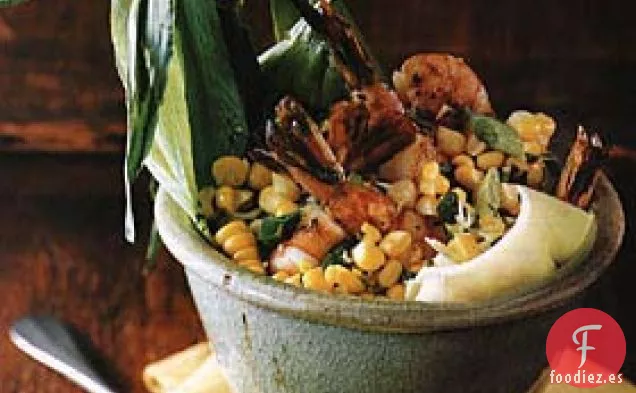 Camarones y Maíz con Albahaca