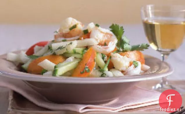 Ensalada de Camarones, Jícama y Albaricoque
