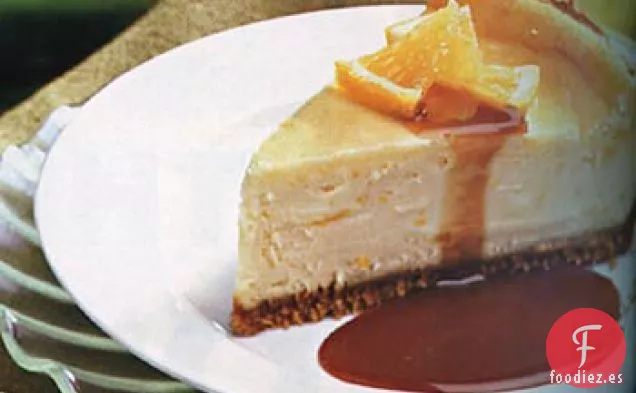 Tarta de Queso de Naranja con Salsa de Caramelo y Naranja