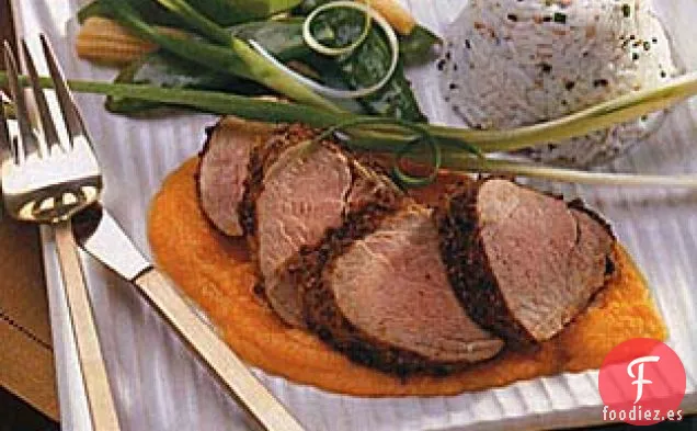 Solomillo de Cerdo de Cilantro con Salsa de Zanahoria y Jengibre