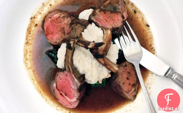 Chuletas de Cordero y Puré de Espinacas y Nabo