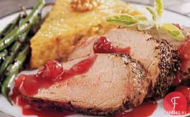 Lomos de Cerdo Asados con Salsa de Oporto de Arándanos
