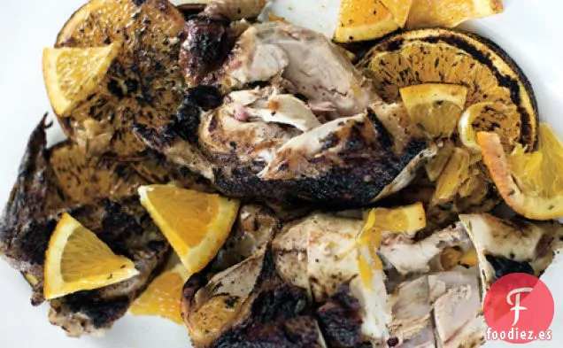 Pollo Cítrico a la Parrilla Bajo un Ladrillo