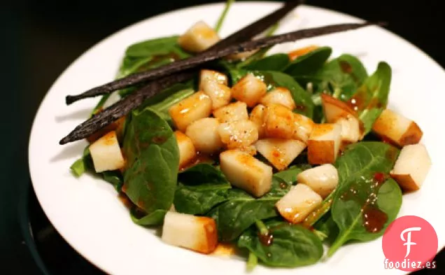 Ensalada De Vieiras y Espinacas Con Aderezo De Chile De Vainilla