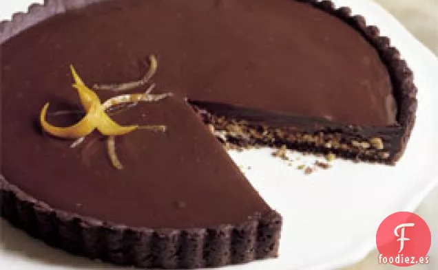 Tarta de Chocolate Negro y Naranja con Almendras Tostadas
