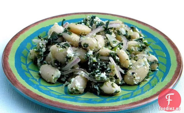 Ensalada De Ajo, Frijoles Blancos Y Espinacas