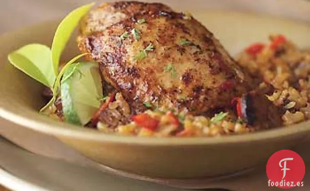 Muslos de Pollo con Especias Cubanas con Chorizo y Arroz