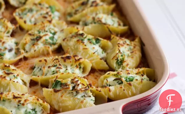 Conchas Rellenas de Espinacas, Champiñones y Ricota