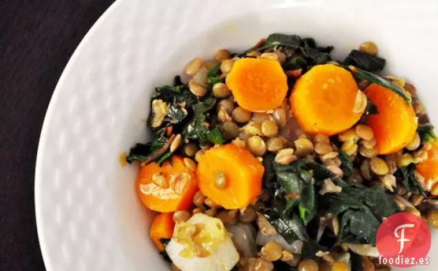 Ensalada de Lentejas y Zanahoria con Col Rizada