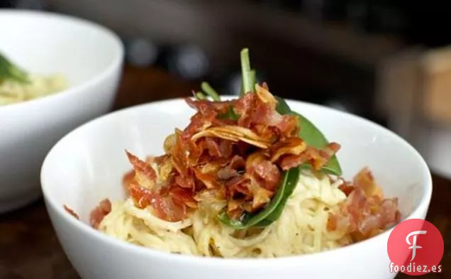 Pancetta Carbonara Con Espinacas Baby Frescas