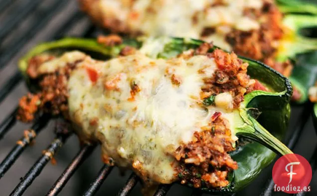 Chiles Poblanos Rellenos de Chorizo a La Parrilla