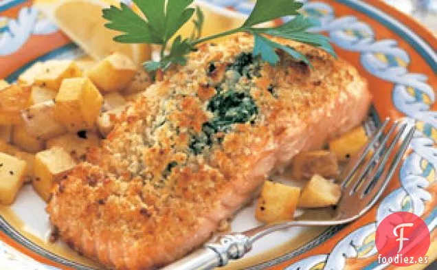 Salmón Al Horno Relleno De Espinacas Mascarpone