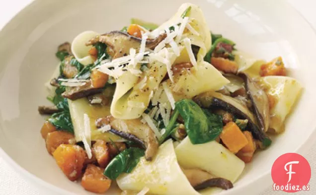 Pappardelle Con Calabaza, Champiñones Y Espinacas