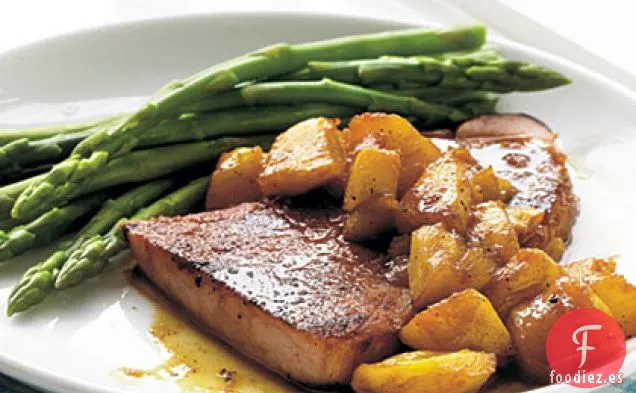 Jamón a la Parrilla en Sartén con Piña Glaseada