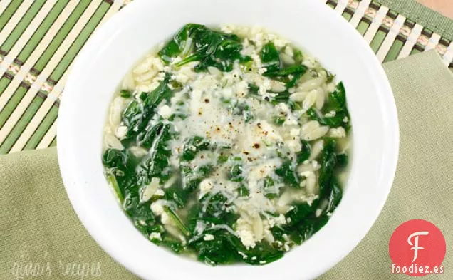 Sopa De Espinacas Stracciatella Con Orzo