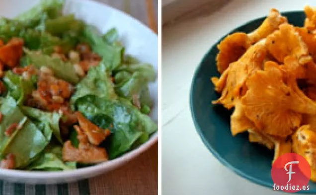 Cena de esta noche: Ensalada Tibia de Rebozuelos y Panceta