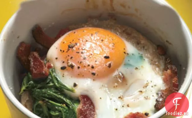 Huevos Al Horno Con Tocino Y Espinacas