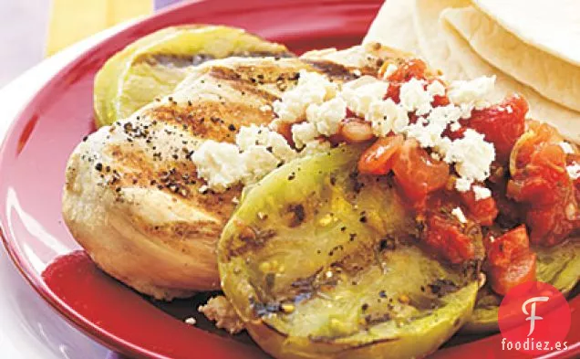 Pollo a la Parrilla y Tomates Verdes al Sur de la Frontera