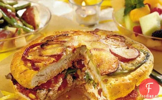 Focaccia Rellena Con Vinagreta De Pimiento Asado