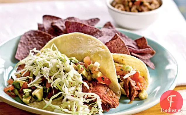 Tacos Suaves de Filete a la Parrilla con Salsa de Aguacate y Lima