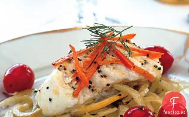 Halibut con Zanahorias, Hinojo, Limón y Ajo