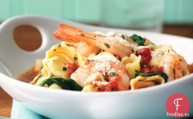 Camarones, Tortellini y Espinacas