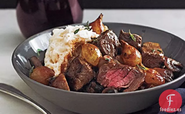 Filete Bourguignonne de 30 Minutos con Puré de Patatas