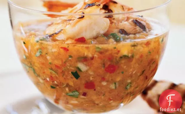 Gazpacho de Camarones a la Parrilla
