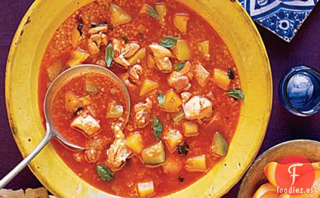 Sopa Marroquí de Pollo y Calabaza