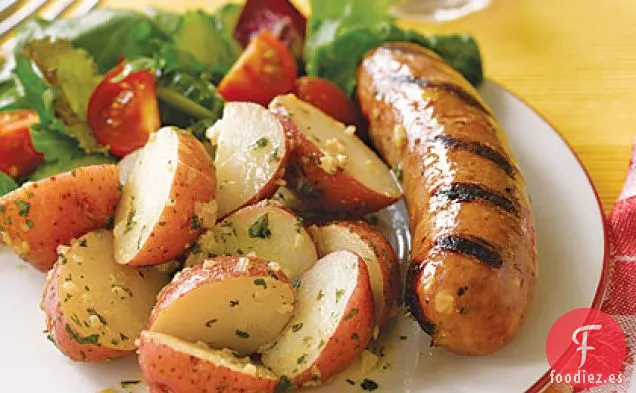 Salchichas con Ensalada de Patata Caliente
