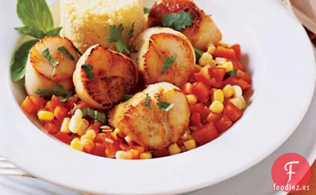 Vieiras rápidas con Pimientos y Maíz