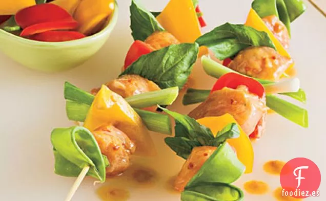 Brochetas de Pollo Tailandesas Picantes