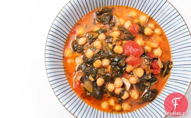 Vegano: Garbanzos con Espinacas y Jenibre (Estofado de Garbanzos y Espinacas con Jengibre)
