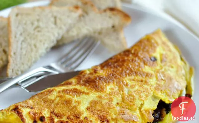 Tortilla De 3 huevos Con Quinua, Tomates Secados Al Sol, Espinacas Y Cabra