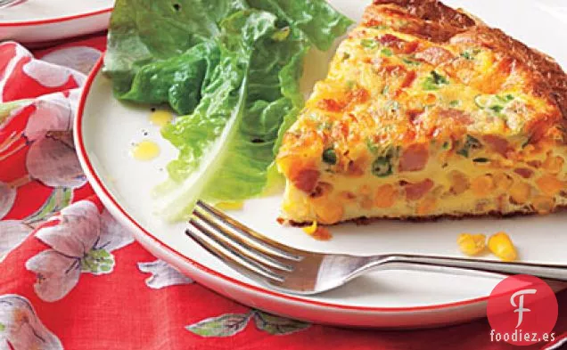 Frittata de Maíz, Jamón y Cebolleta