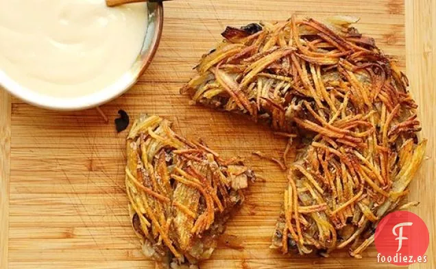 Vegano: Patata Crujiente, Cebolla y Champiñones Rösti