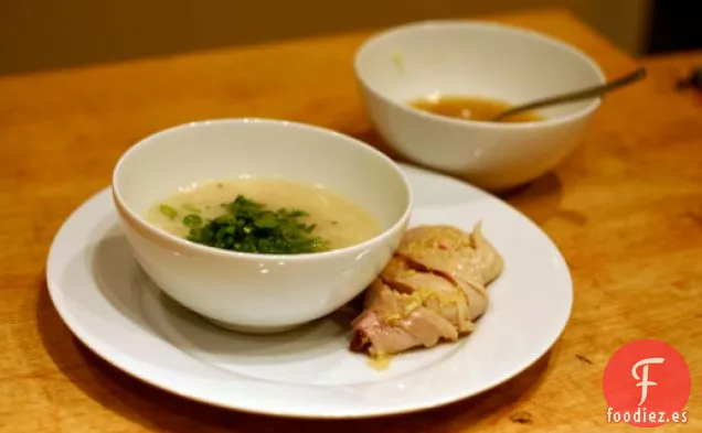 Cena de esta noche: Sopa de Pollo y Arroz con Salsa de Jengibre