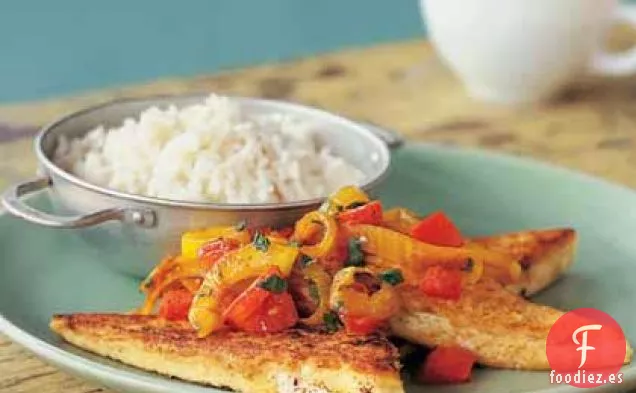 Triángulos de Tofu con Salsa de Cebolla Picante