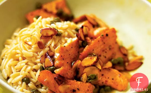 Vieiras de Salmón con Orzo de Almendras