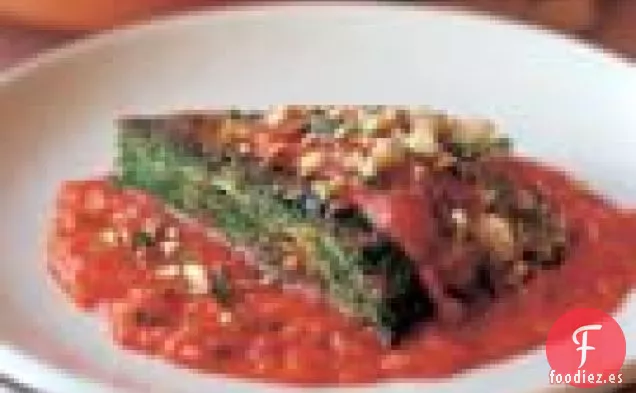 Tortilla De Espinacas Con Salsa De Tomate