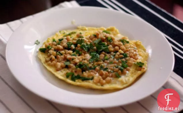 Cena de esta noche: Tortilla con Judías Blancas y Cebollas Verdes