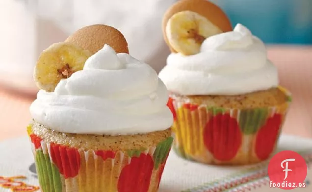Cupcakes con Pudín de Plátano
