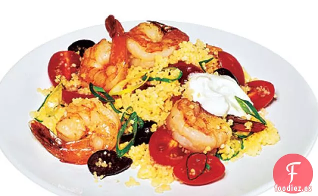 Cuscús Griego Rápido con Camarones