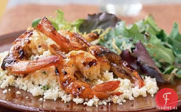 Camarones en Caña de Azúcar con Glaseado de Ron