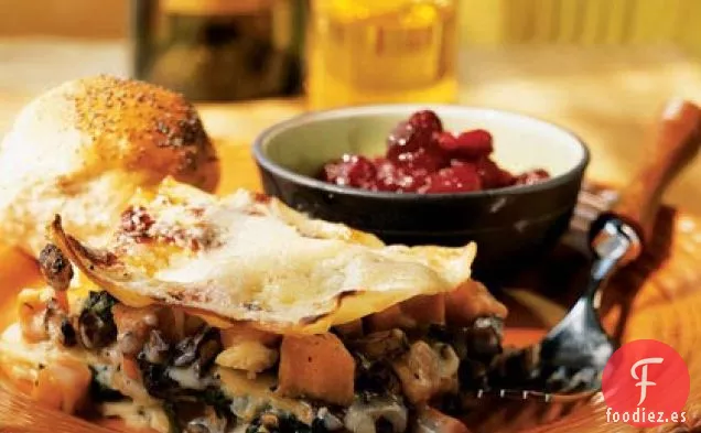 Lasaña con Verduras de otoño, Gruyère y Bechamel de Salvia