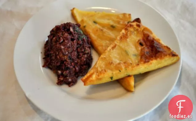 Panelle con Tapenade de Oliva (Buñuelos de Harina de Garbanzos Sicilianos)