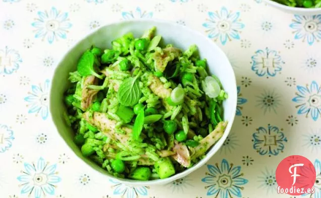 Cocina el Libro: Ensalada de Pollo y Arroz con Pesto de Menta y Guisantes
