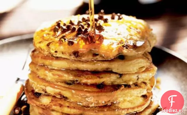 Tortitas de Suero de Leche con Chispas de Chocolate y Naranja